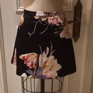 Mink Pink Black and Floral Mini Skirt